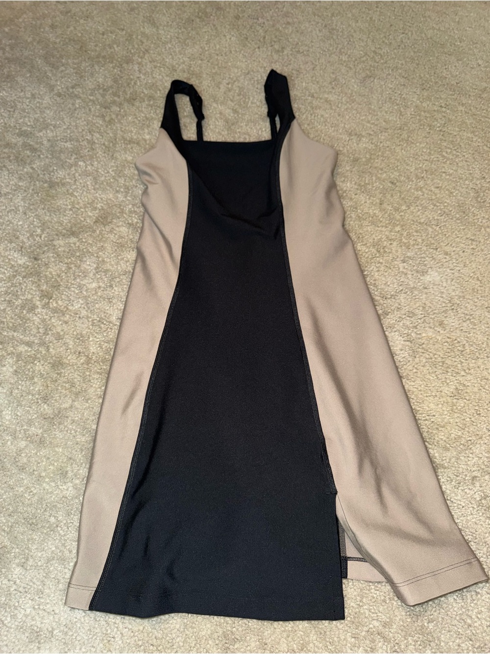 Sleeveless Colorblock Mini Dress in Black and Beige